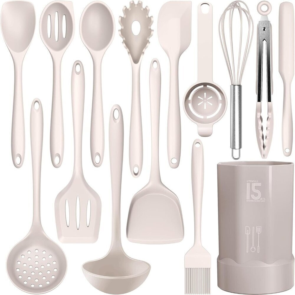🆕 Silicone Heat Resistant Kitchen Utensils Turner Tongs Spatula Spoon Brush Set